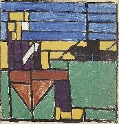 Girl Knitting on the Harbor. Theo van Doesburg